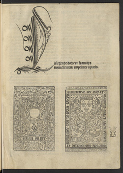 La legende doree en fran�oys, Paris, 1493. Page de titre.